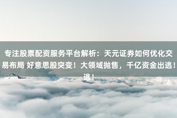 专注股票配资服务平台解析：天元证券如何优化交易布局 好意思股突变！大领域抛售，千亿资金出逃！